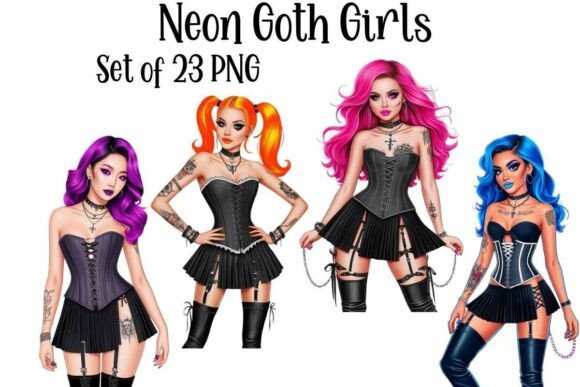 Download Neon Gothic Fantasy Women PNG Sublimatio - Gothic fantasy Collection