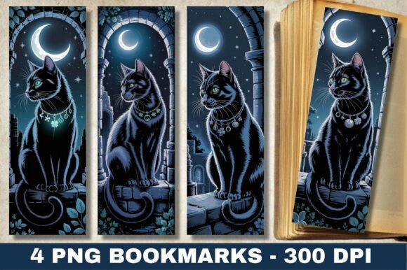 Download Black Cat Moon Gothic Fantasy Bookmark - Gothic fantasy Collection